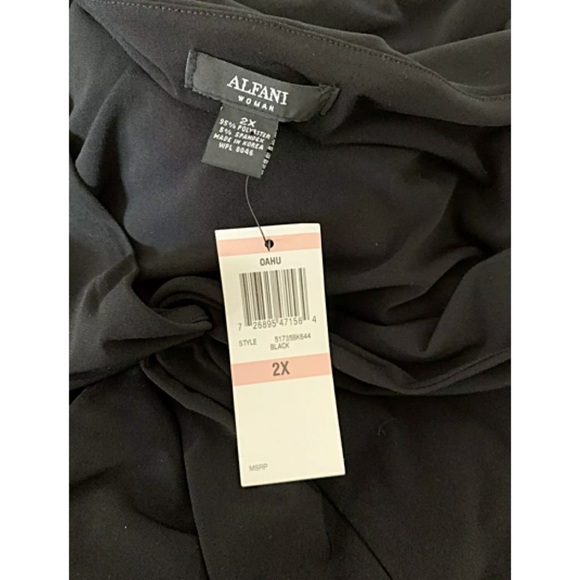 ALFANI Sz 2X Black Jersey Midi Dress w/Knot Accent - Picture 4 of 5
